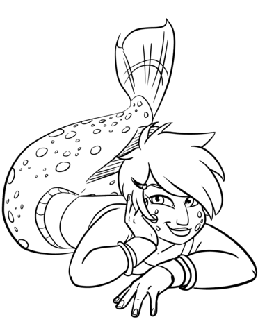 Cartoon Mermaid Coloring Page